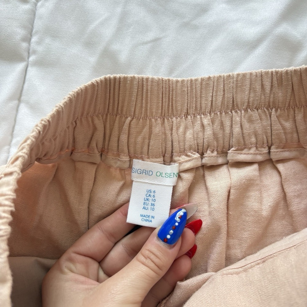 Sigrid Olsen Shorts Linen Blend Womens 6 Pink Belted Summer Beach Coastal Dainty - Picture 5 of 8